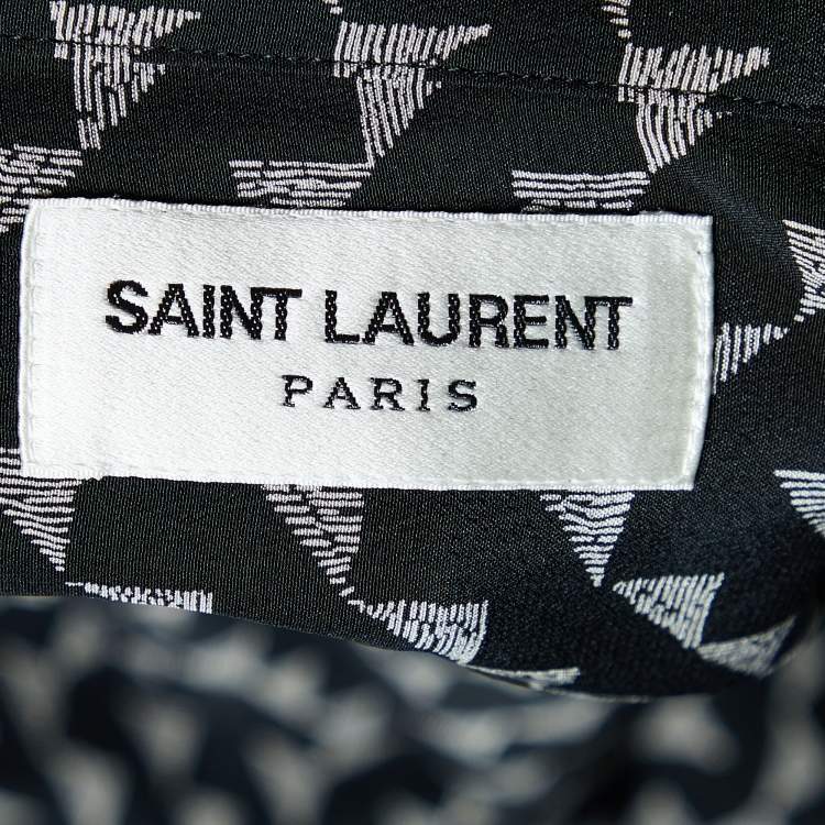 Pre Owned Saint Laurent Black Printed Silk Button Front Shirt L