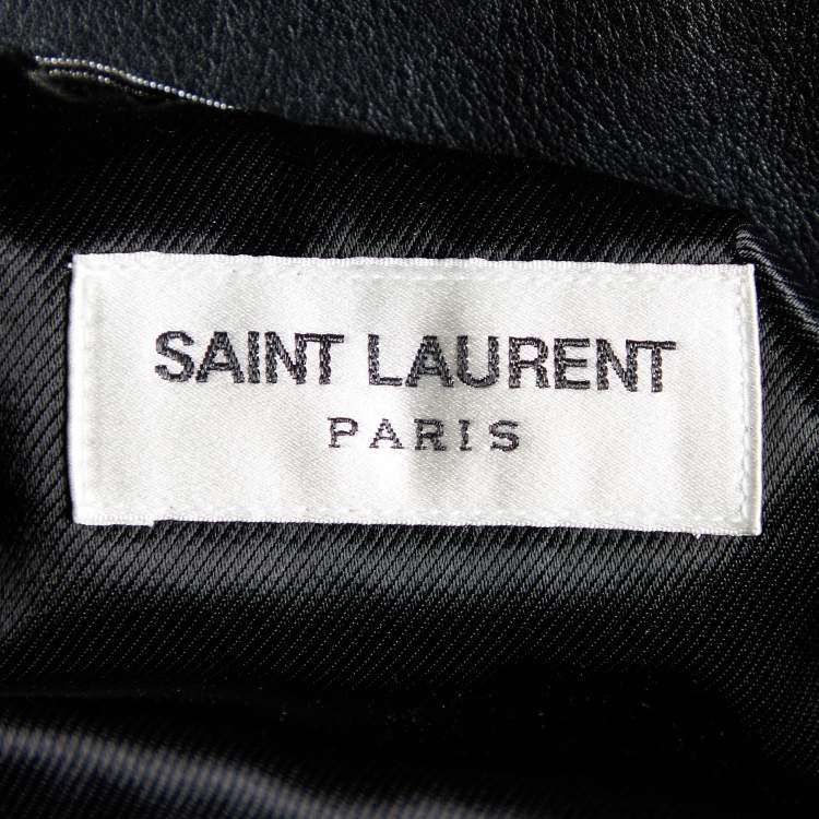 Pre Owned Saint Laurent Black Leather Biker Jacket M