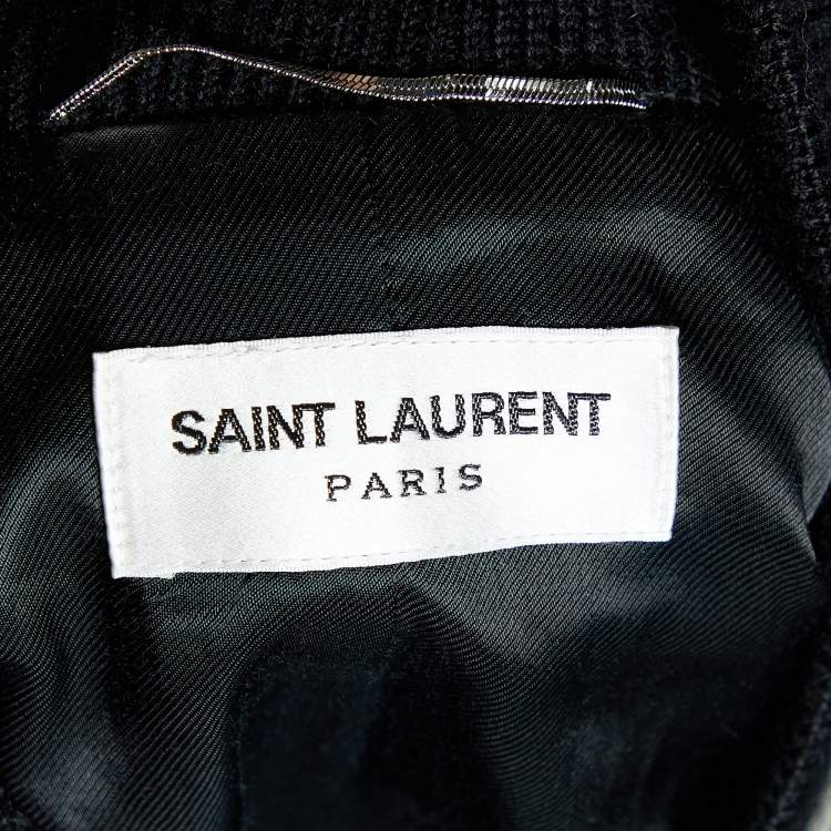 Pre Owned Saint Laurent Black Wool Stud Detail Button Front Jacket M
