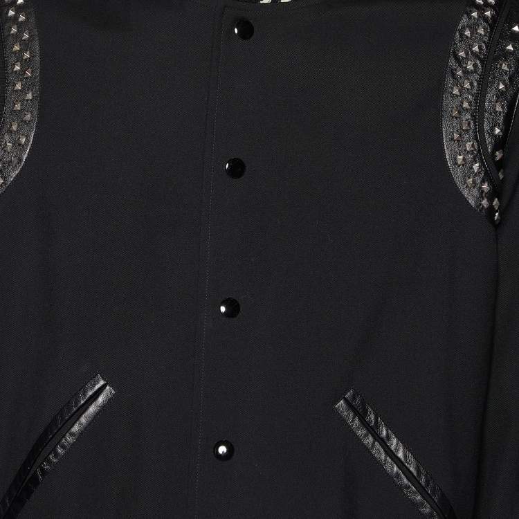Pre Owned Saint Laurent Black Wool Stud Detail Button Front Jacket M