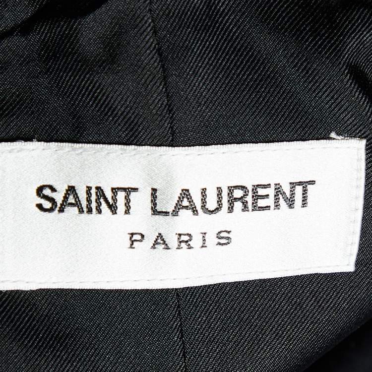 Pre Owned Saint Laurent Black Wool & Satin trim Open Front Blazer M
