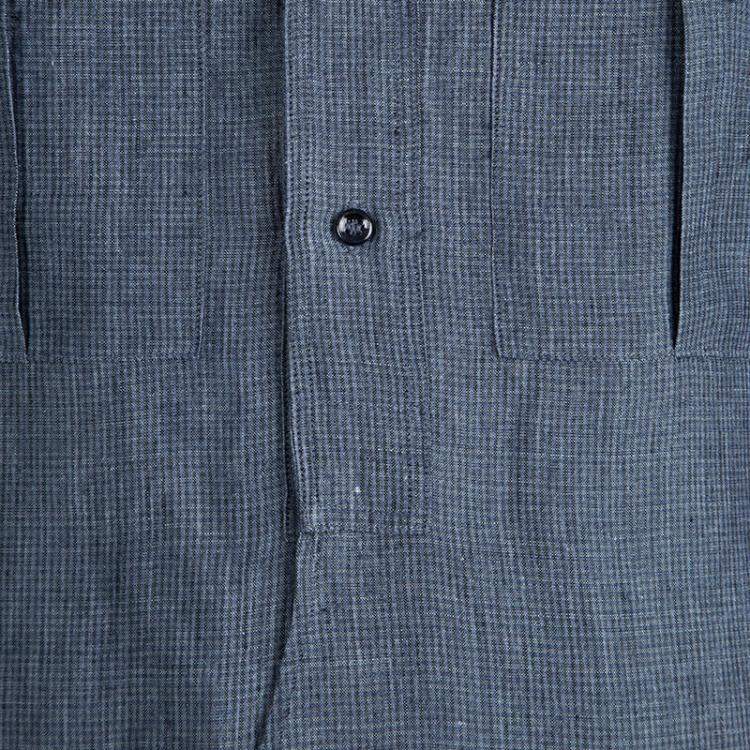 Pre Owned Saint Laurent Paris Grey Checkered Linen Long Sleeve Button Front Shirt S
