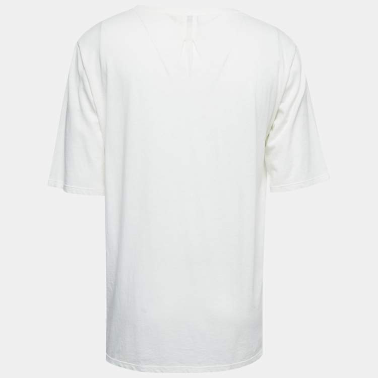 Pre Owned Saint Laurent Paris Off-White Snake Print Cotton Crew Neck Surf Fit T-Shirt S