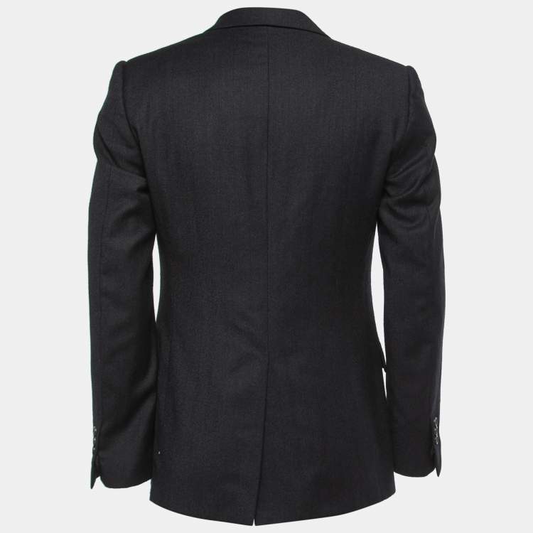 Pre Owned Saint Laurent Black Grey Wool Single Breasted Blazer M