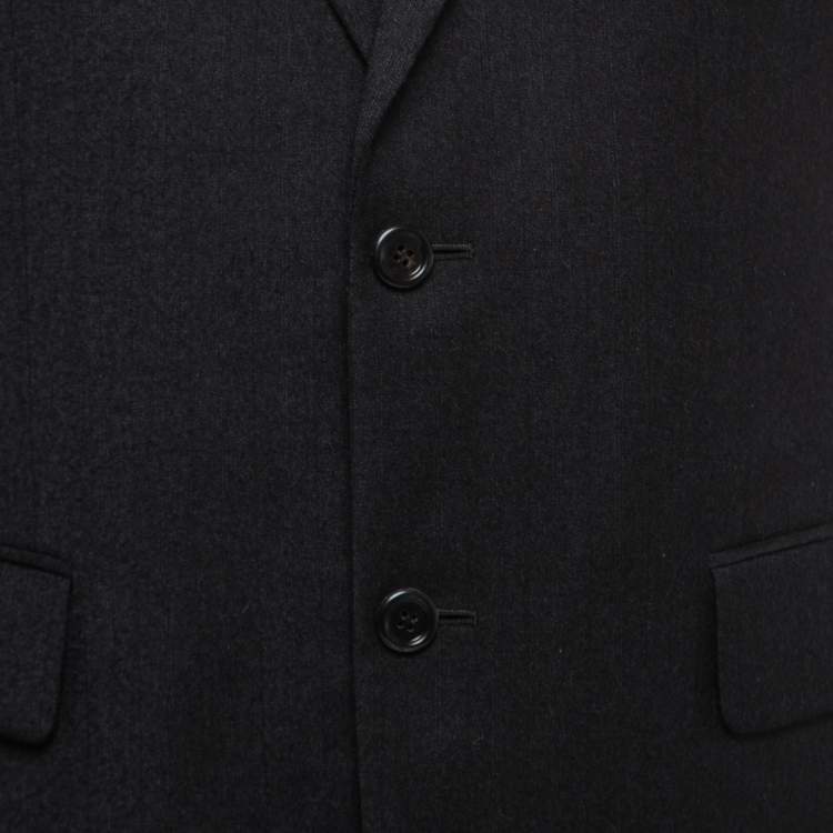 Pre Owned Saint Laurent Black Grey Wool Single Breasted Blazer M
