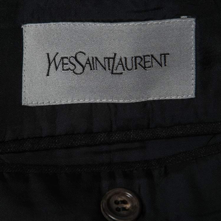 Pre Owned Saint Laurent Black Grey Wool Single Breasted Blazer M