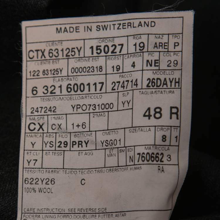 Pre Owned Saint Laurent Black Grey Wool Single Breasted Blazer M