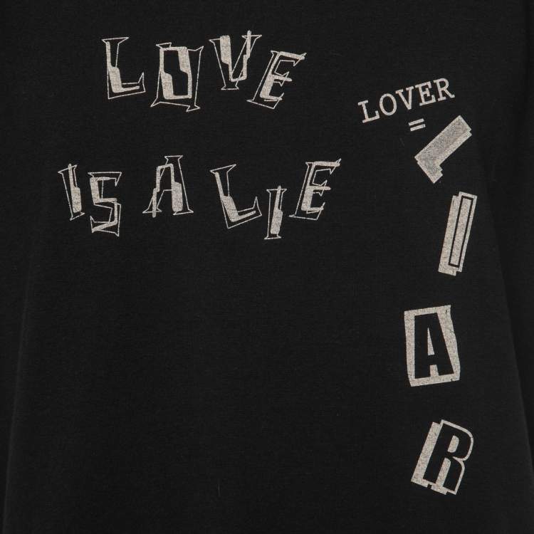Pre Owned Saint Laurent Paris Black Logo Print Cotton Crew Neck Half Sleeve T-Shirt XL