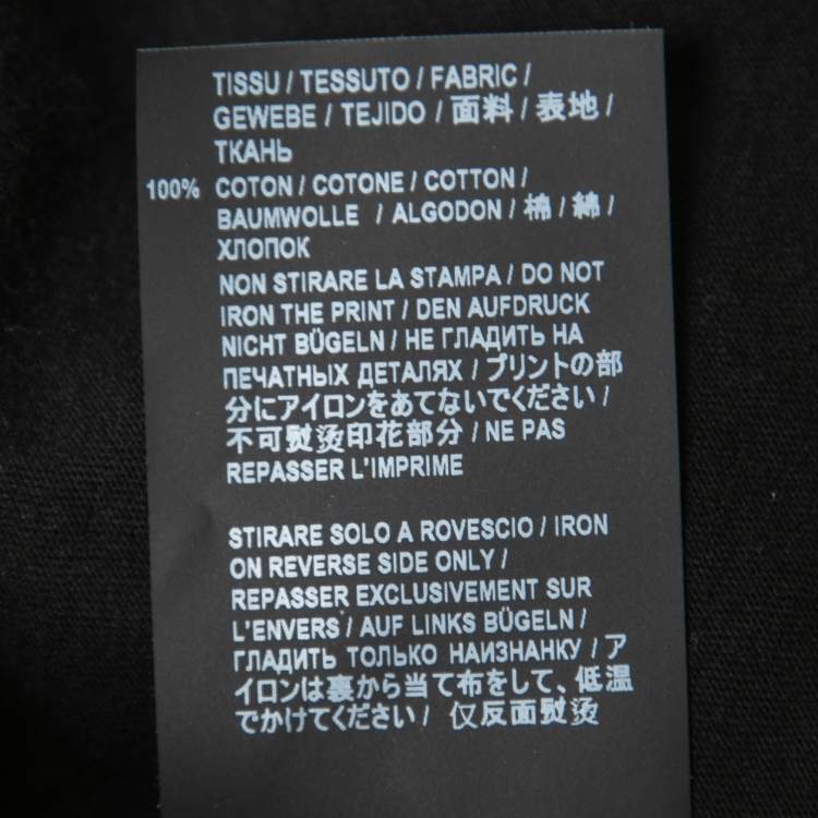 Pre Owned Saint Laurent Paris Black Stars Archive Logo Print Cotton Crew Neck T-Shirt M