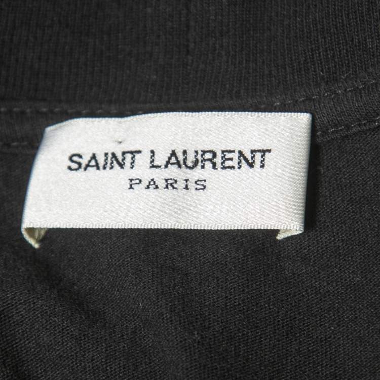 Pre Owned Saint Laurent Black Cotton Yeah Baby Embroidered T-Shirt XS