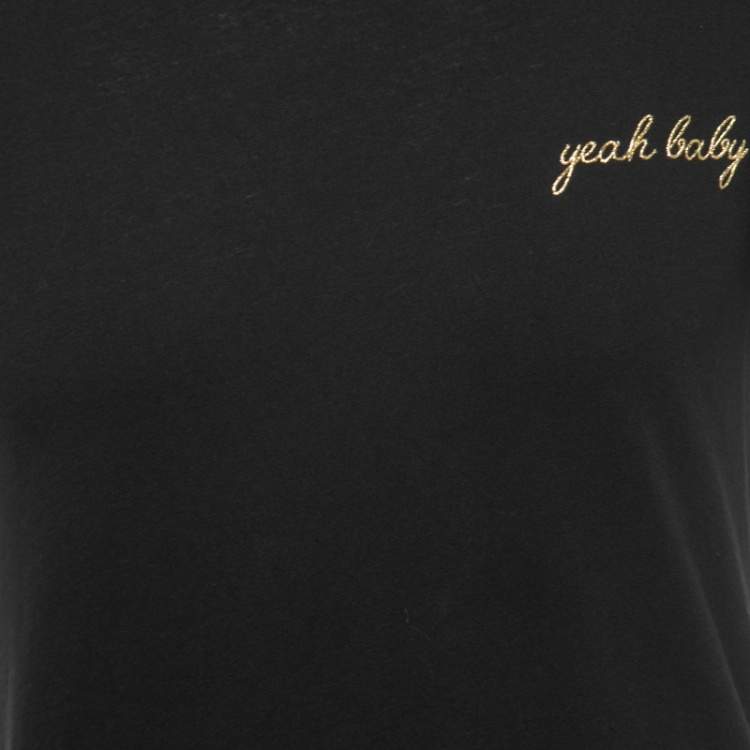 Pre Owned Saint Laurent Black Cotton Yeah Baby Embroidered T-Shirt XS