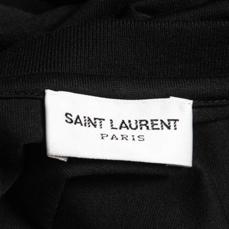 Pre Owned Saint Laurent Black Washed Logo Print Crew Neck Half Sleeve T-Shirt S