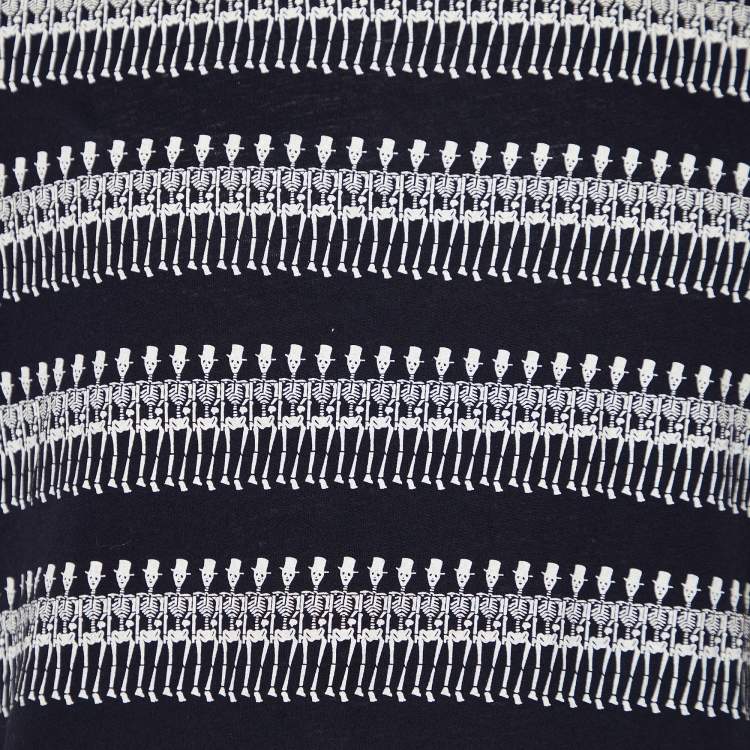 Pre Owned Saint Laurent Black Printed Cotton Knit T-Shirt XL