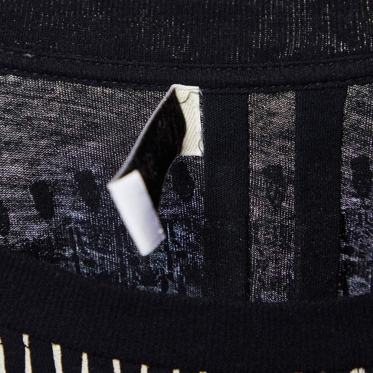 Pre Owned Saint Laurent Black Printed Cotton Knit T-Shirt XL