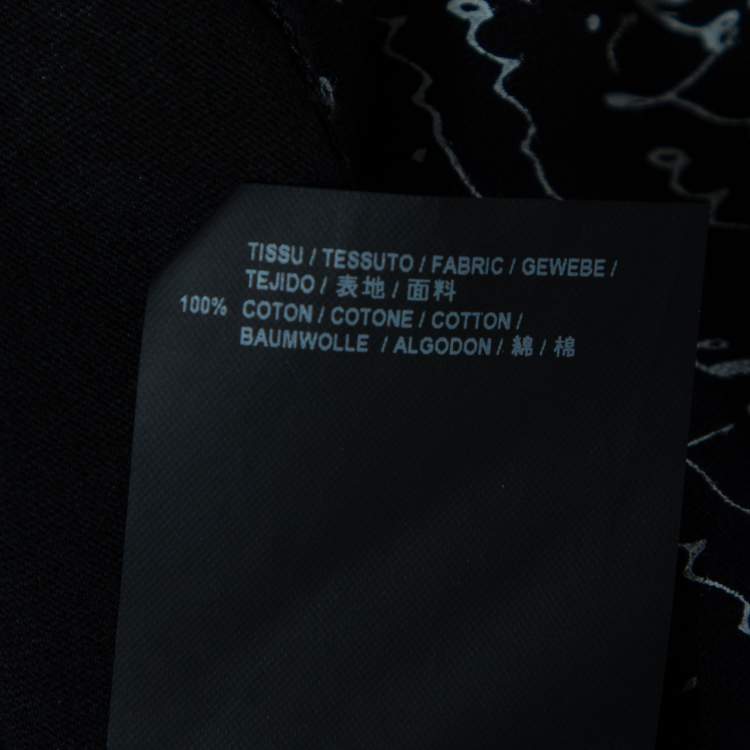 Pre Owned Saint Laurent Black Printed Cotton Crewneck T-Shirt M