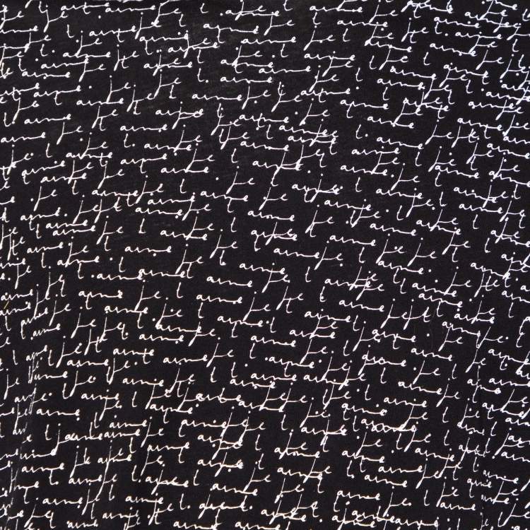 Pre Owned Saint Laurent Black Printed Cotton Crewneck T-Shirt M
