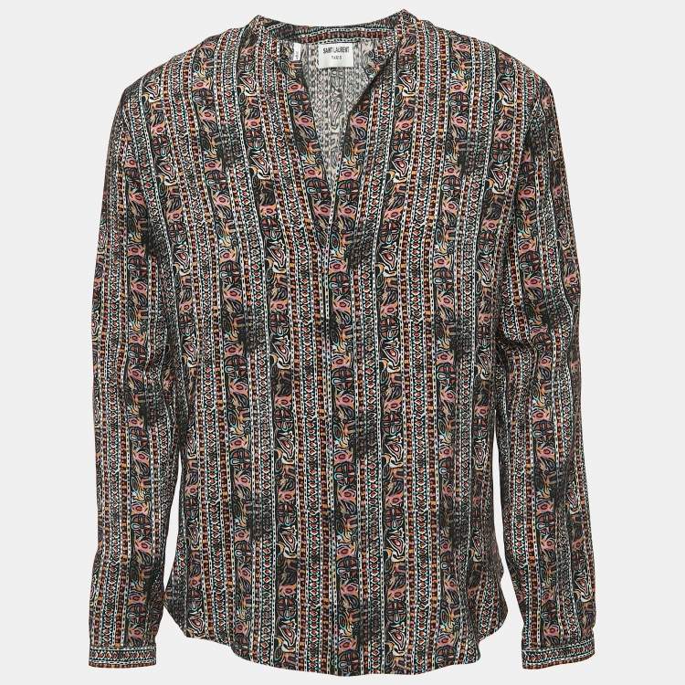 Pre Owned Saint Laurent Multicolor Print Silk Button Front Full Sleeve Shirt S