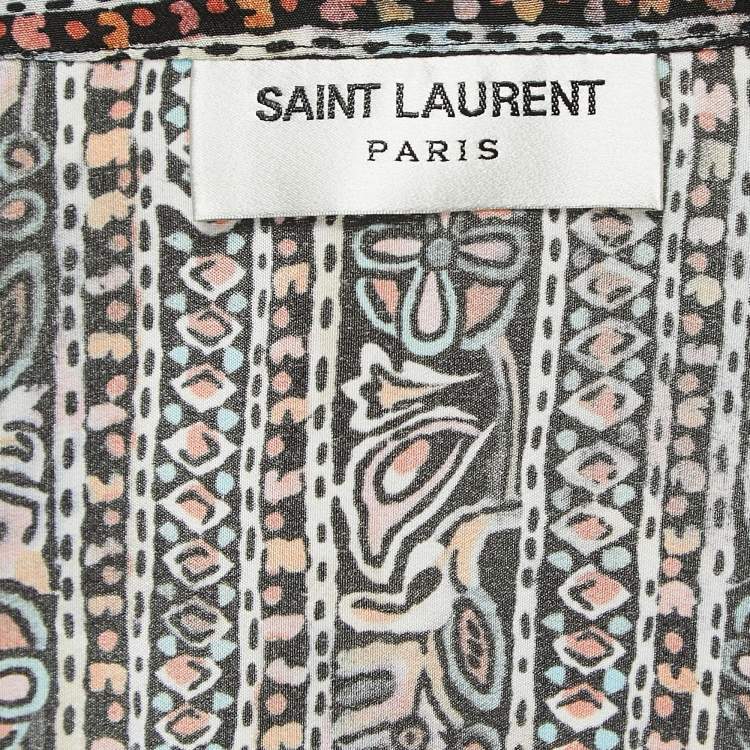 Pre Owned Saint Laurent Multicolor Print Silk Button Front Full Sleeve Shirt S