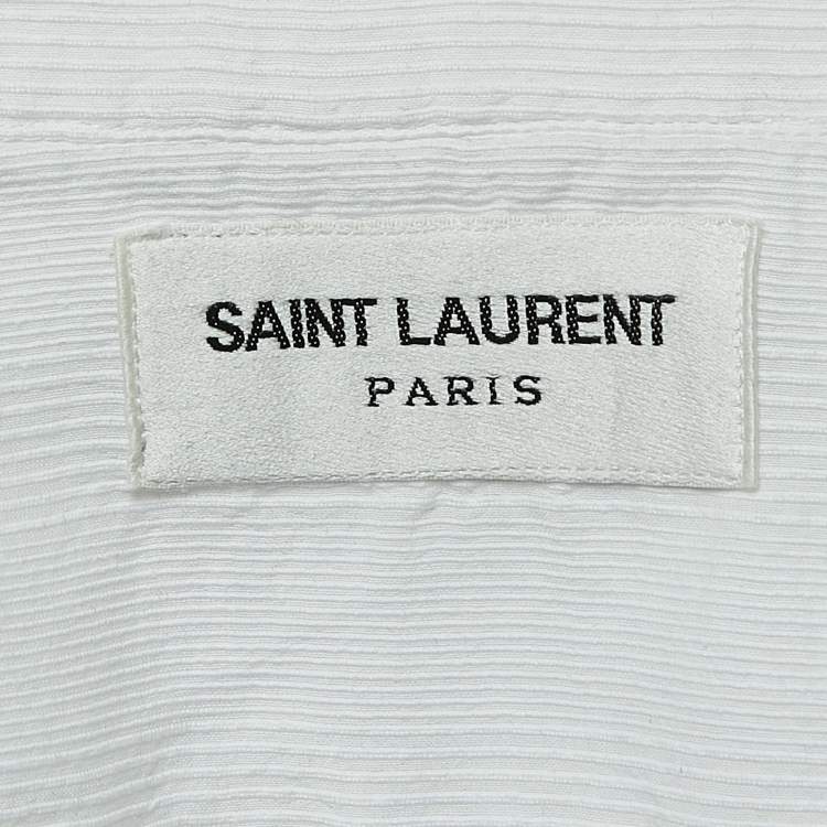Pre Owned Saint Laurent White Striped Cotton Shirt L
