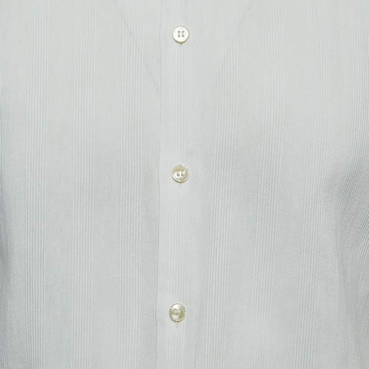 Pre Owned Saint Laurent White Striped Cotton Shirt L