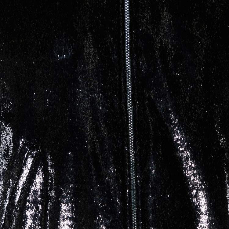 Pre Owned Saint Laurent Paris Black Metallic Lame Bomber Jacket M