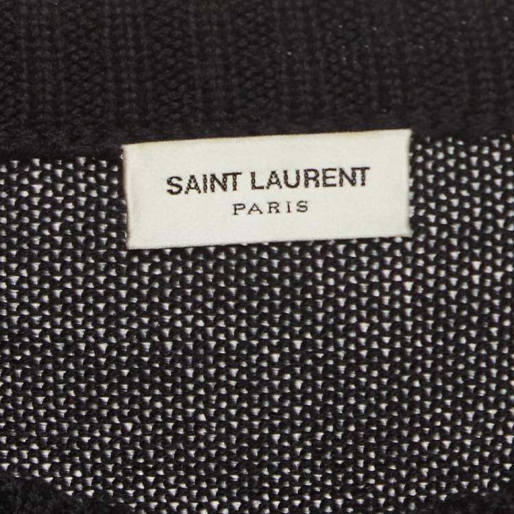 Pre Owned Saint Laurent Black/Multicolor Dinosaur Intarsia Wool Sweater XL