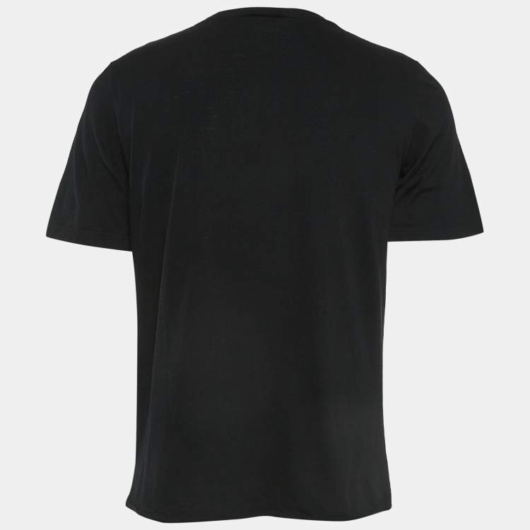 Pre Owned Saint Laurent Paris Logo Print Cotton Raw Back Hem T-Shirt S