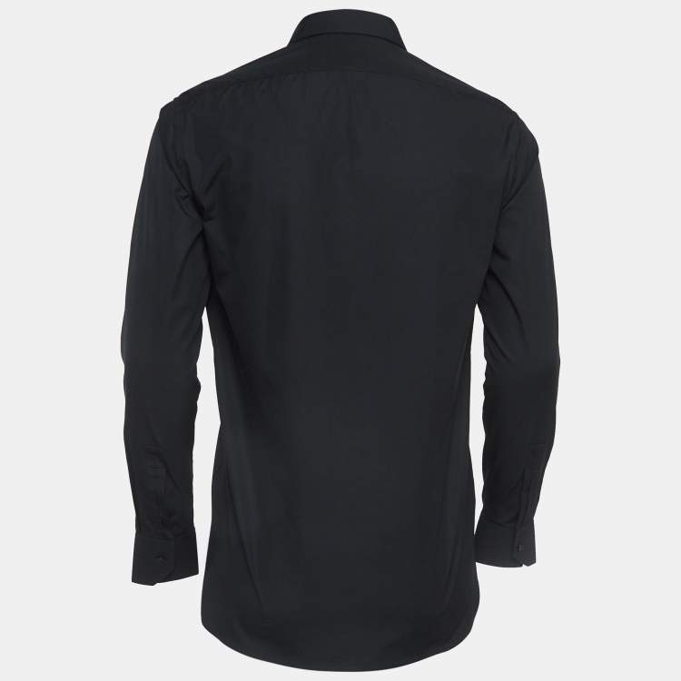 Pre Owned Saint Laurent Black Cotton Button Front Shirt M
