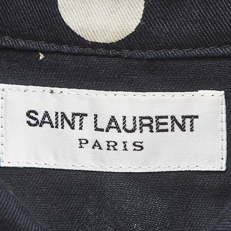 Pre Owned Saint Laurent Polka Dots Cotton Slim Western Shirt XS