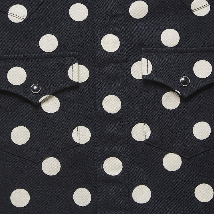 Pre Owned Saint Laurent Polka Dots Cotton Slim Western Shirt XS