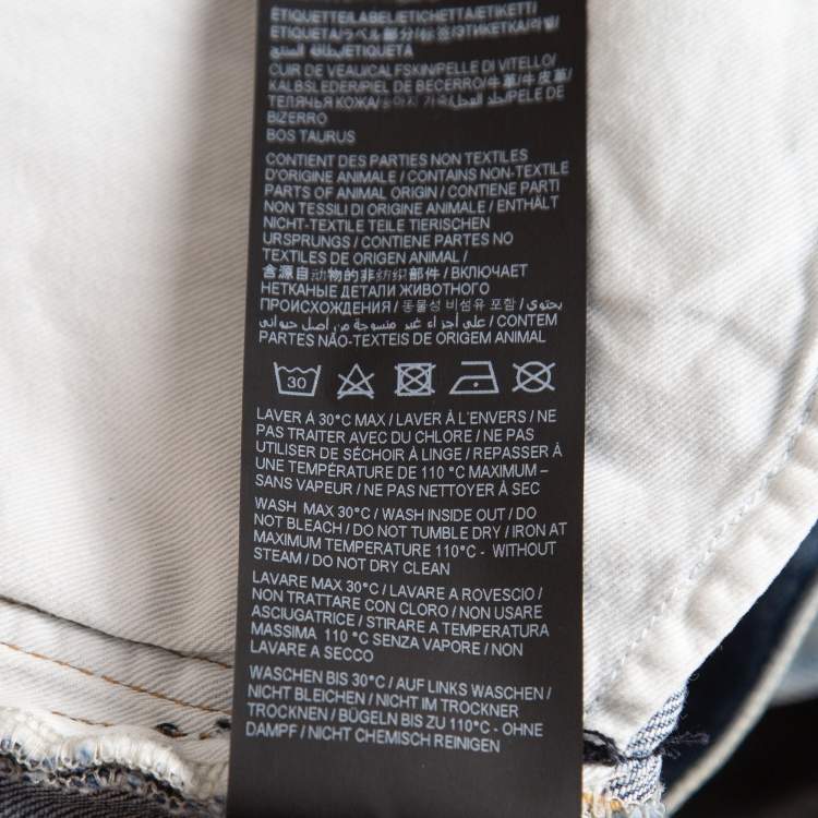 Pre Owned Saint Laurent Blue Ripped Denim Slim Fit Jeans M Waist 34''