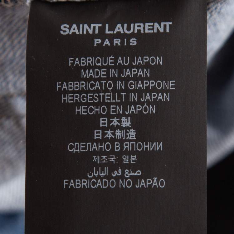 Pre Owned Saint Laurent Blue Ripped Denim Slim Fit Jeans M Waist 34''