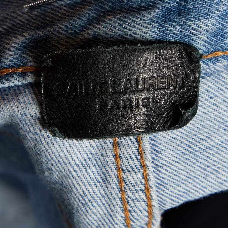 Pre Owned Saint Laurent Paris Blue Denim Distressed Skinny Jeans S/Waist 31"