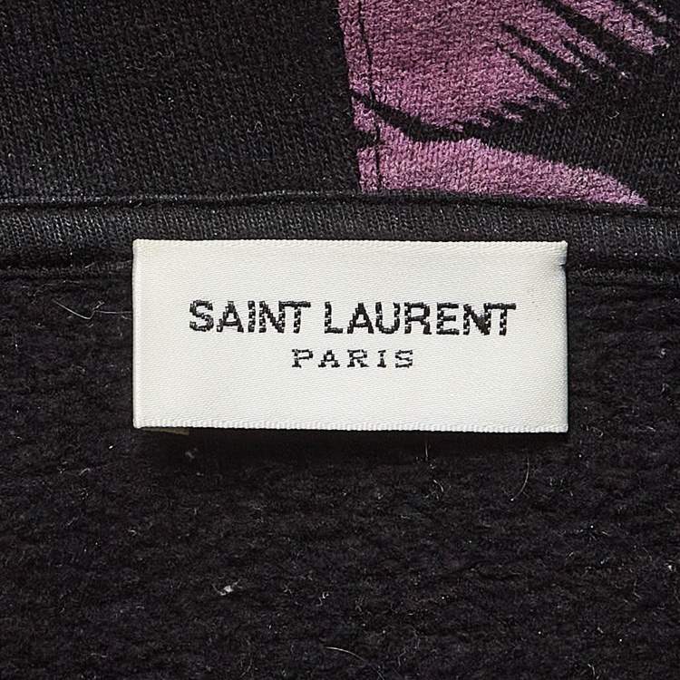 Pre Owned Saint Laurent Paris Multicolor Psalm Print Cotton Hoodie S
