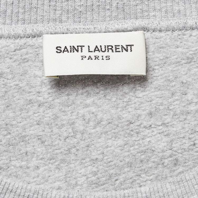 Pre Owned Saint Laurent Paris Grey Peanuts Print Cotton Sweatshirt M 