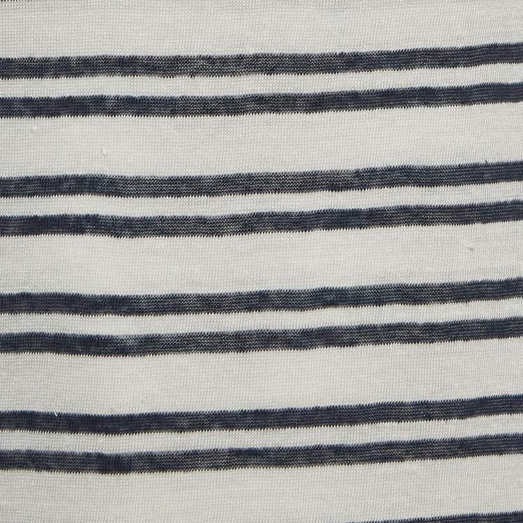 Pre Owned Saint Laurent Grey Striped Linen Jersey Tank T-Shirt S