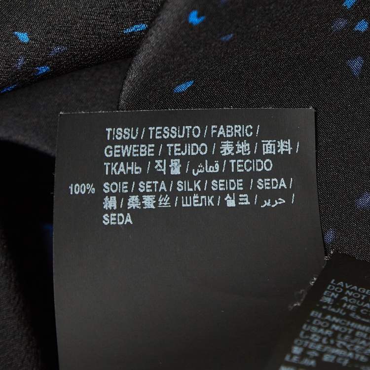 Pre Owned Saint Laurent Paris Noir Blue Confetti Hibiscus Silk Shirt M