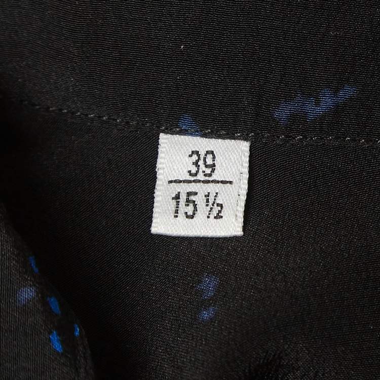 Pre Owned Saint Laurent Paris Noir Blue Confetti Hibiscus Silk Shirt M