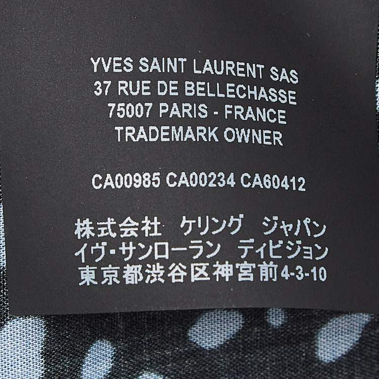 Pre Owned Saint Laurent Black & Blue Abstract Print Crepe Shirt M