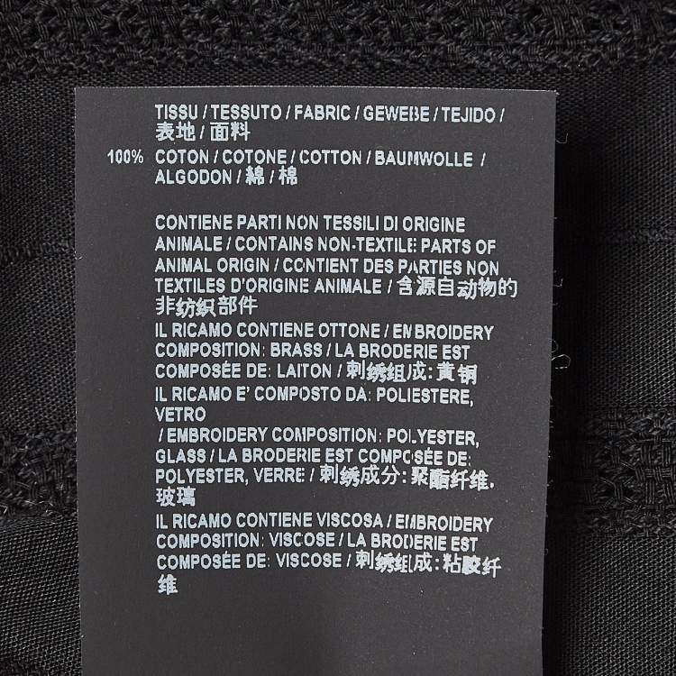 Pre Owned Saint Laurent Black Striped Cotton Embellished Shirt M