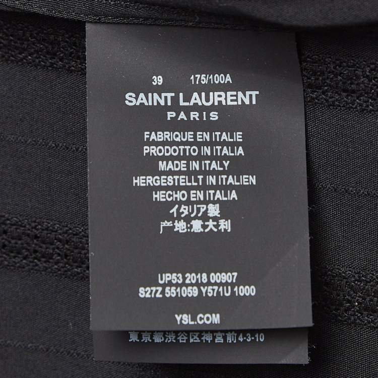 Pre Owned Saint Laurent Black Striped Cotton Embellished Shirt M