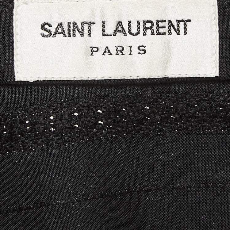 Pre Owned Saint Laurent Black Striped Cotton Embellished Shirt M