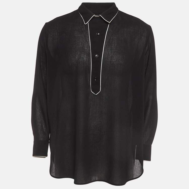 Pre Owned Saint Laurent Paris Black Wool Half Placket Shirt S