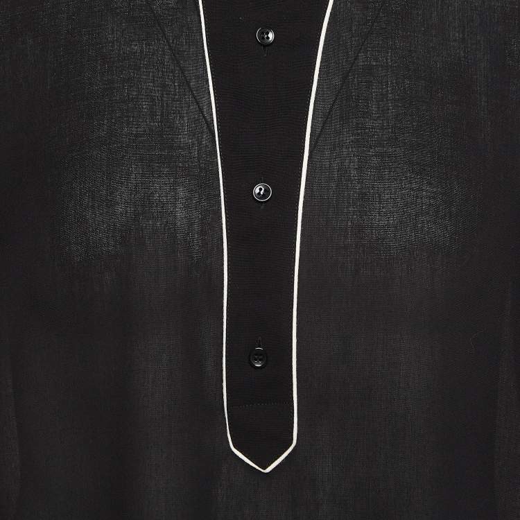 Pre Owned Saint Laurent Paris Black Wool Half Placket Shirt S