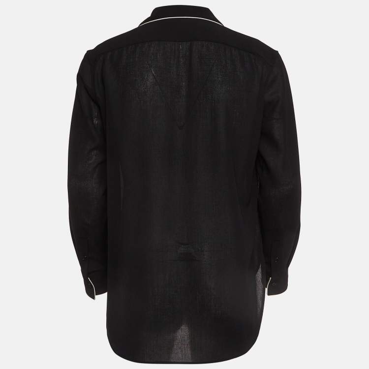 Pre Owned Saint Laurent Paris Black Wool Half Placket Shirt S