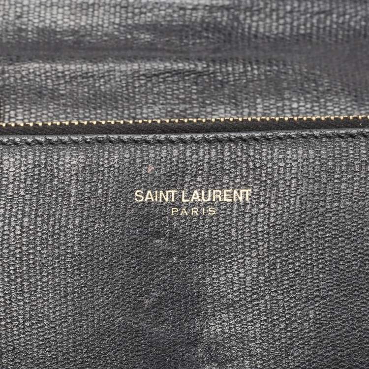 Pre Owned Saint Laurent Black Leather Classic Y Flap Continental Wallet