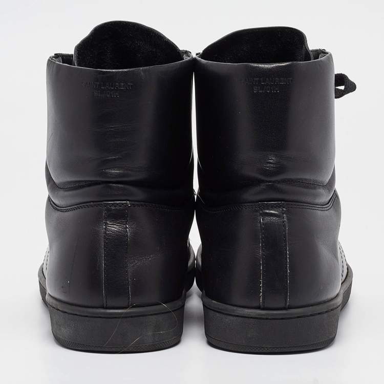 Pre Owned Saint Laurent Black Leather High Top Sneakers Size 43