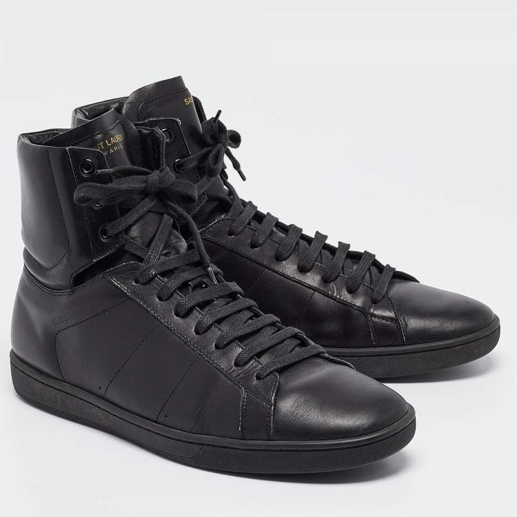 Pre Owned Saint Laurent Black Leather High Top Sneakers Size 43