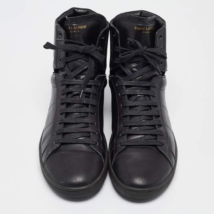 Pre Owned Saint Laurent Black Leather High Top Sneakers Size 43