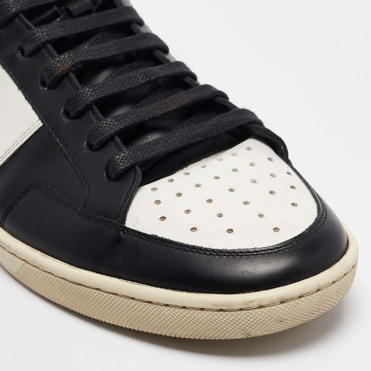 Pre Owned Saint Laurent Black/White Leather Court Classic High Top Sneakers Size 43